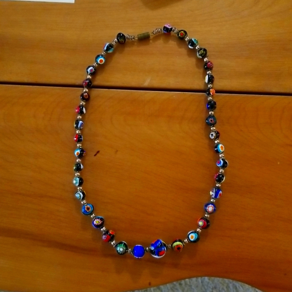 Vintage Millefiori Murano Venetian Glass Bead Necklace